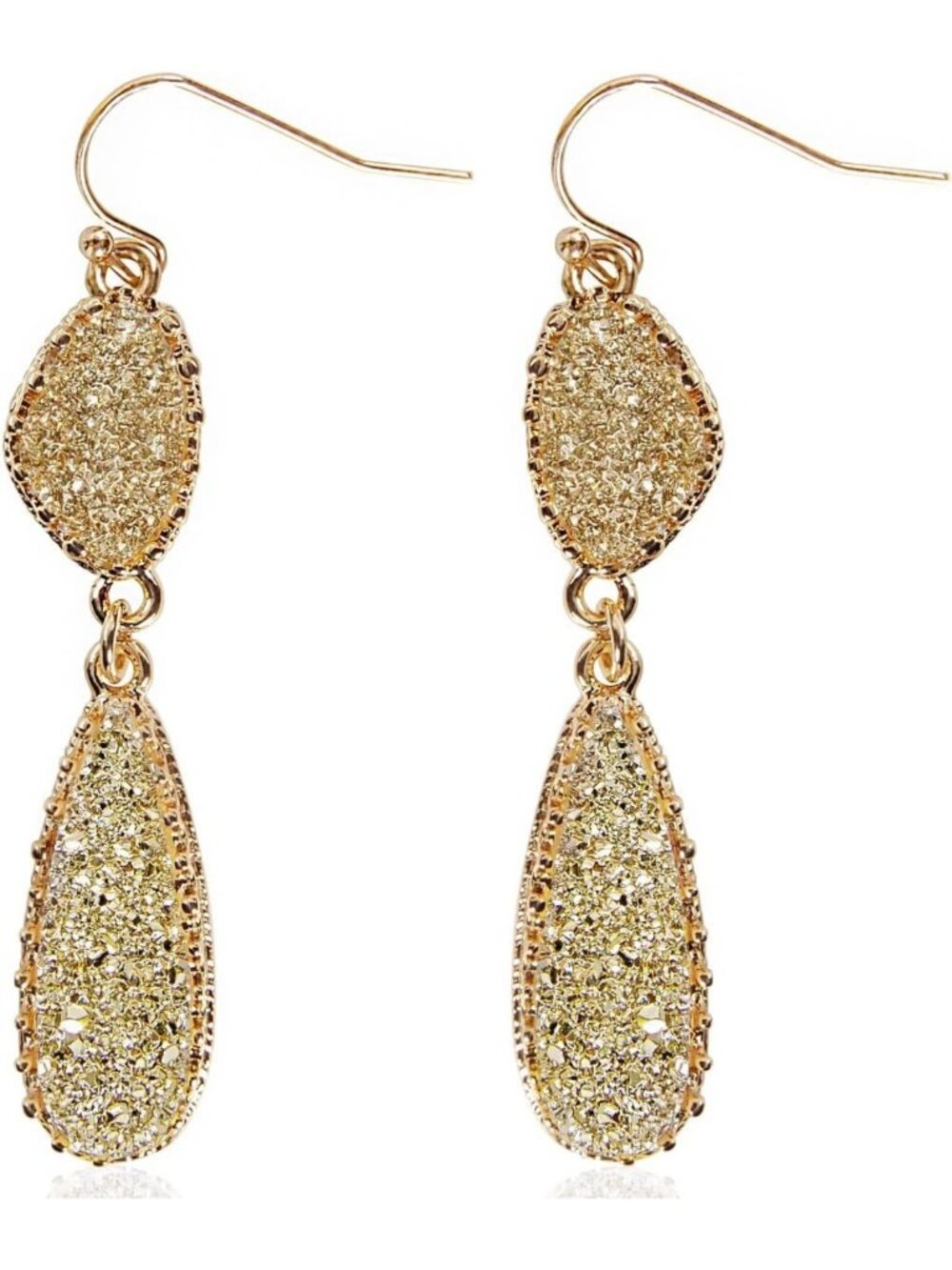 Sparkly Simulated Druzy Dangle Earrings - Long Boho Style for Women